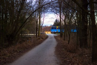 Orman treni muhteşem sonbahar renklerinde. Parlak ışıklar, harika bir ruh hali. Budapeşte 'de çocuk treni. Szechenyi Hegy Hill 'den Huvosvolgy Hill' e oradan da Huvosvolgy Hill 'e. Çocuk treni çocuklar tarafından işletiliyor. Macaristan.
