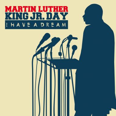 Dr. Martin Luther King, Jr. siluet bej renkli arka plan üzerinde