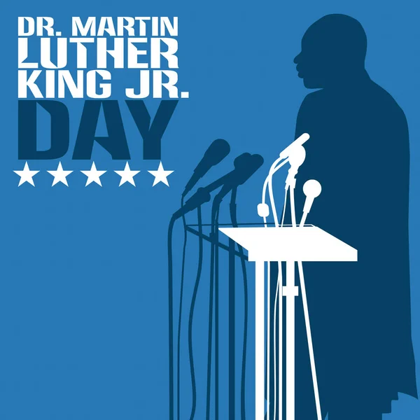 Mavi bir arka plan üzerinde Dr Martin Luther King, Jr siluet