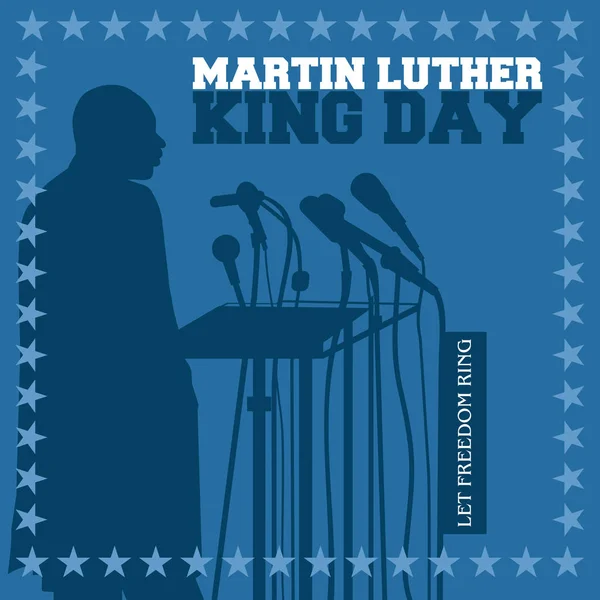 Dr. Martin Luther King, Jr. siluet dengan latar belakang biru — Stok Foto