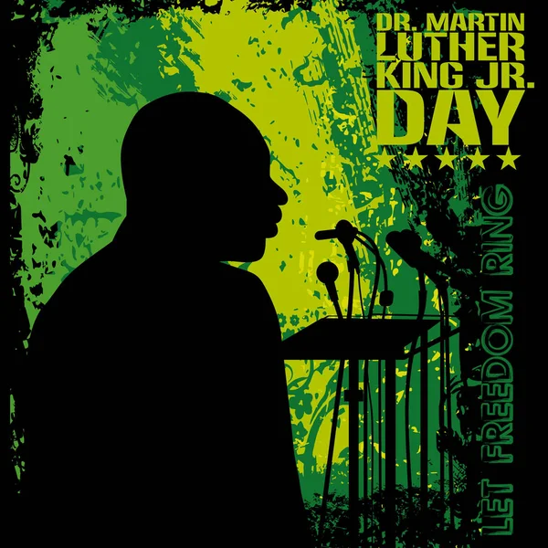 Dr. Martin Luther King, Jr. silhouette su uno sfondo grunge verde — Foto Stock