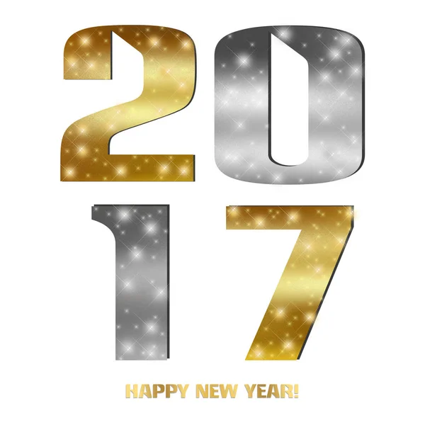 2017-gümüş ve altın yeni yıl rakamları — Stok fotoğraf