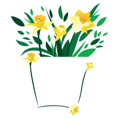 Abstract vase with daffodils clipart
