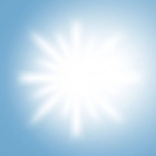 White sun rays on a light sky blue