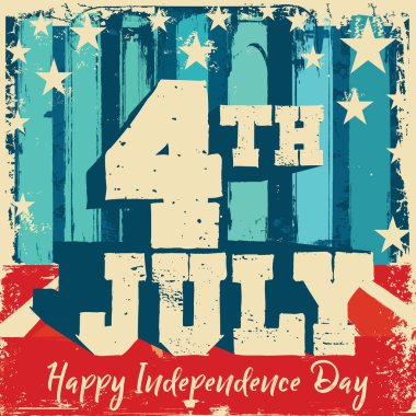 Dört Temmuz hatırlatıcı bir kırmızı ve mavi duvar ve zemin grunge arka plan üzerinde