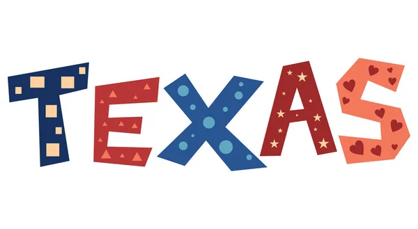 Texas Typografie Rood Blauw Een Witte Achtergrond Voor Geïsoleerde — Stockfoto