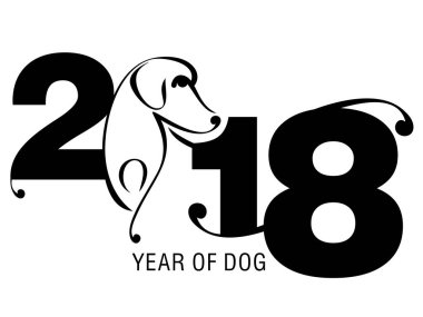 Köpek Çin yılı rakamları 2018 ile bir çizimi