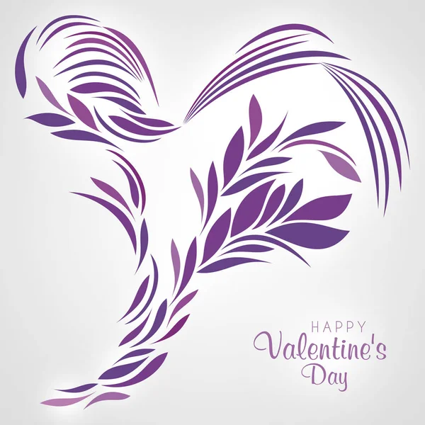 Purple Heart Designed Abstract Lines Leaves Isolated White Background — Stock Photo, Image