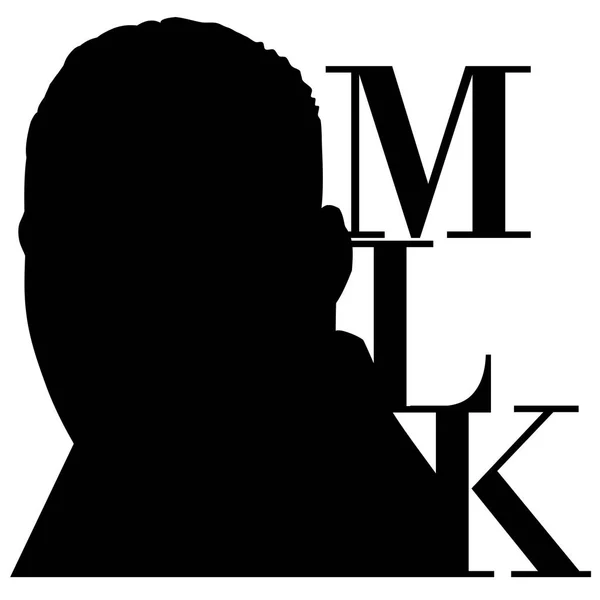 Dr. Martin Luther King, Jr., bir siluet metin Mlk ile birlikte beyaz bir arka plan üzerinde bir çizimi