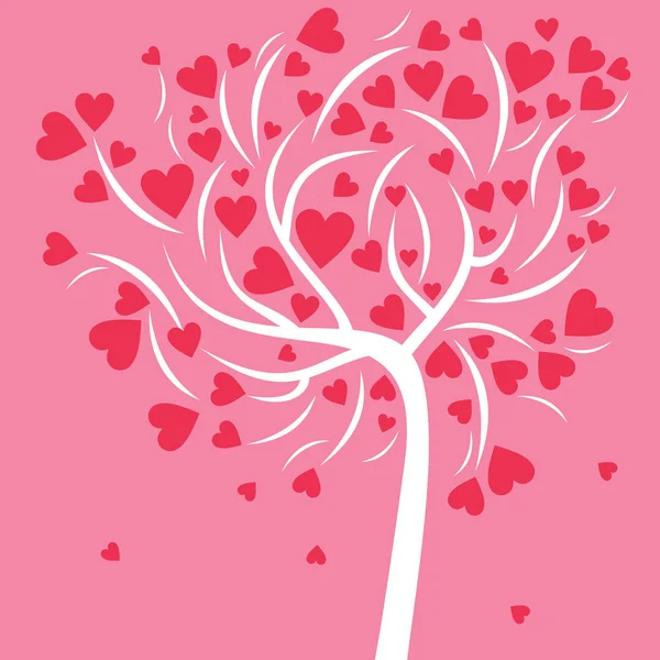 White Abstract Tree Small Big Pink Hearts Many Branches Pink — Stock Photo, Image