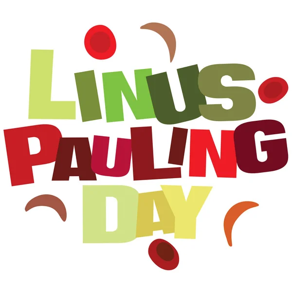 Illustrazione Tipografica Del Chimico Linus Pauling Day Colori Rosso Verde — Foto Stock