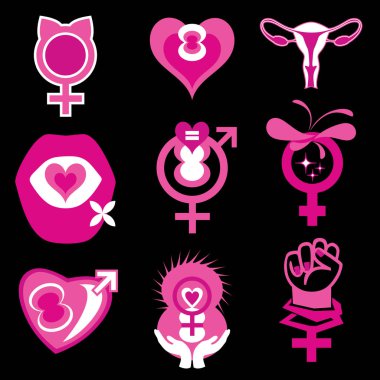 Dünya Kadınlar Günü için feminist simgeleri soyut bir dizi