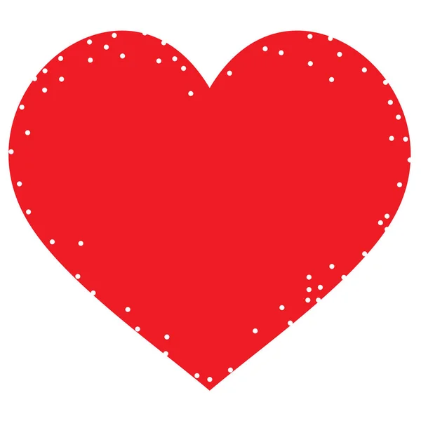 Grande Coração Vermelho Com Confete Liso Branco Polvilhado Nas Bordas — Fotografia de Stock