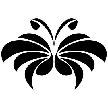 Soyut bir illüstrasyon izole bir beyaz zemin üzerinde bir kelebek