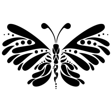 Soyut bir illüstrasyon izole bir beyaz zemin üzerinde bir kelebek