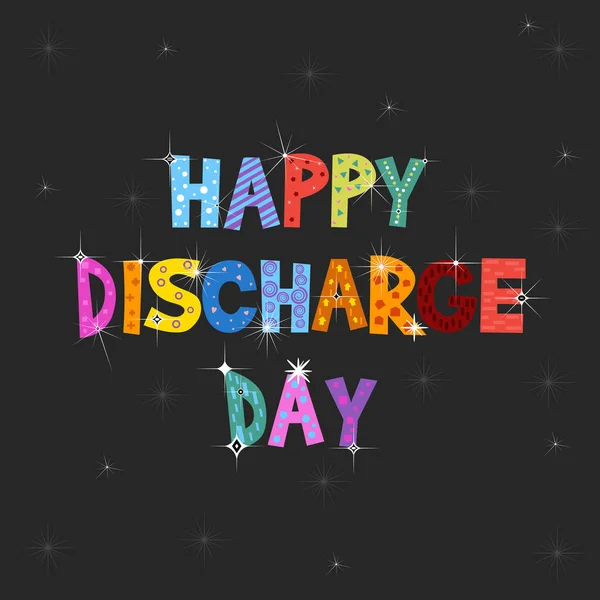 Happy Discharge Day Von Coronavirus Mit Funkeln Und Bunten Mustern — Stockvektor