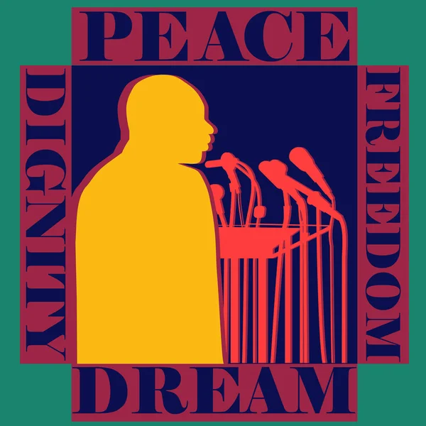 Профіль Людини Яка Виступає Промовою Про Американську Мрію Свобода Миру — стоковий вектор