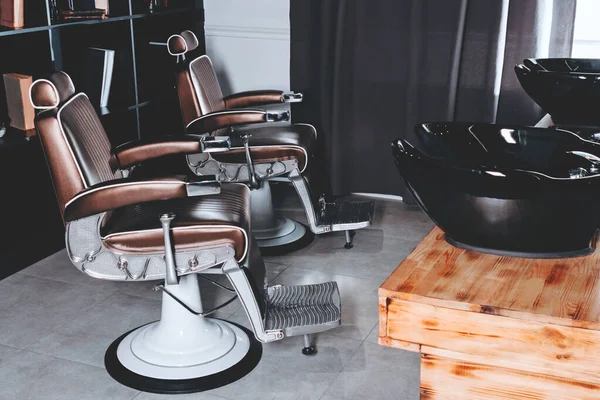 Snygg Vintage Frisör Stolar Frisör Shop Barbershop Tema — Stockfoto