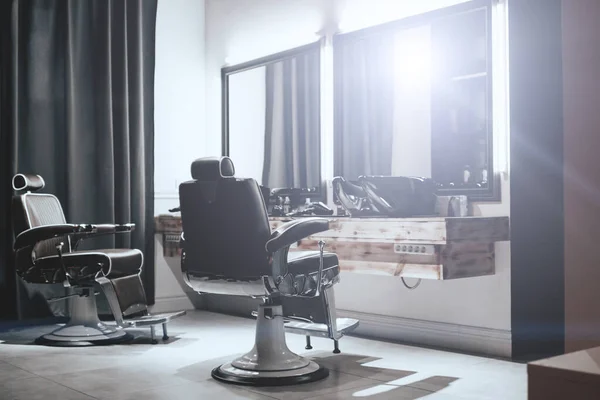 Stylish Vintage Barber Chairs In Barber Shop. Barbershop Theme