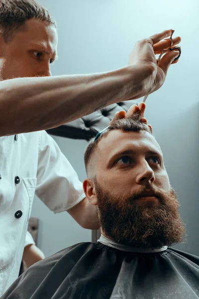 Barbershop Theme Verbindung Setzen Barber Haltt Ein Scherenpaar Und Eine — Stockfoto