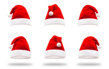 Noel Baba Yardımcısı Şapkası Beyaz Arkaplanda İzole Edildi. Noel ve Yeni Yıl Kutlama Teması