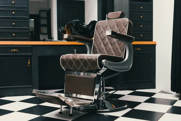 Cadeira Barbeiro Vintage Elegante Loja Barbeiro Tema Barbearia — Fotografia de Stock
