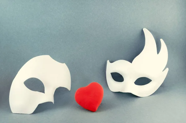 Deux Masques Cœur Concept Saint Valentin Concept Médecine — Photo