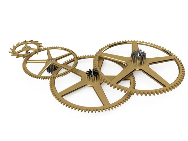 Часовая Трансмиссия Медным Центральным Колесом Трехмерным Колесом Колесом Колесом Спуска — стоковое фото