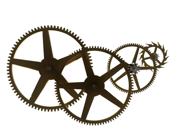 Часовая Трансмиссия Медным Центральным Колесом Трехмерным Колесом Колесом Колесом Спуска — стоковое фото