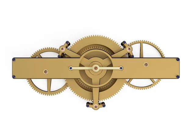 钟表黄铜桥 带有钢钳 蓝色螺丝和行星齿轮 — 图库照片