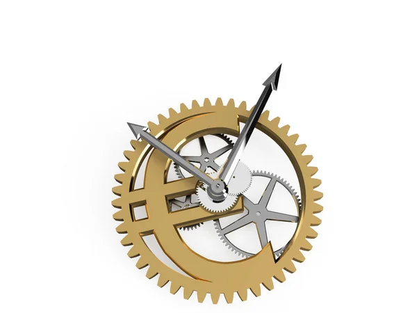 Renderizado Del Reloj Con Signo Euro Dial — Foto de Stock