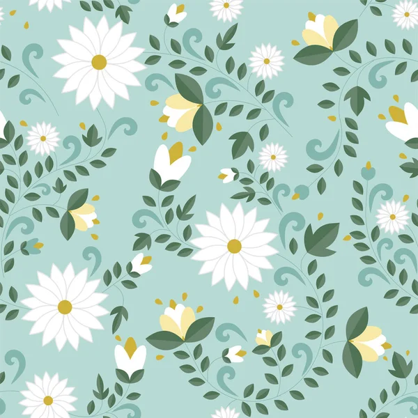 Floral Pattern Seamless Texture Flowers Vector Seamless Female Textile Pattern — Stock Vector