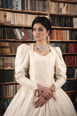 Güzel Sanatlar portre vintage bir gelinin elbise