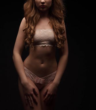 Bukleler şehvetli pastel iç çamaşırı, lolita tarzı olan seksi güzel kadın