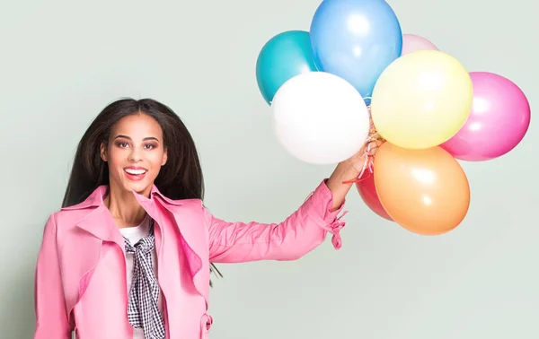Happy young woman with balloons. — Stock Photo, Image