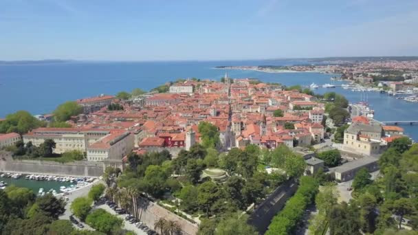 Légi drone nézet partján, Zadar. — Stock videók