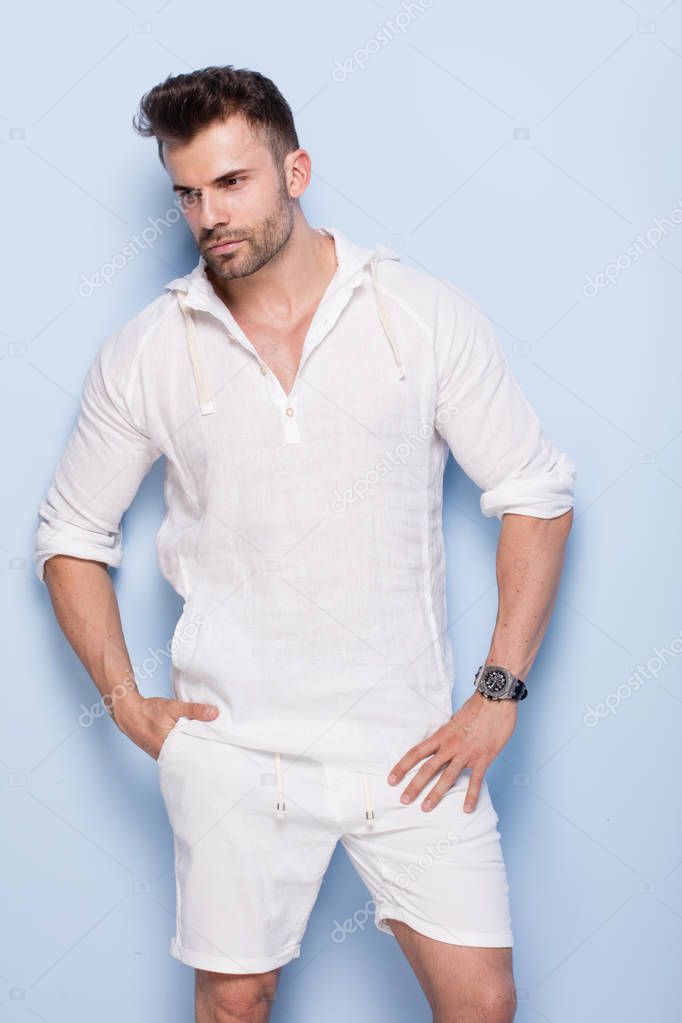 Handsome man posing in studio.