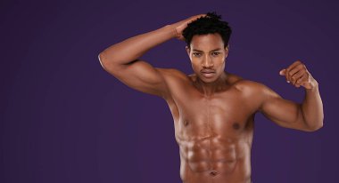 Fit african man with naked torso.