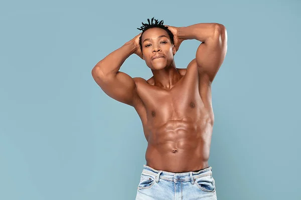 Fit african man with naked torso. — 스톡 사진