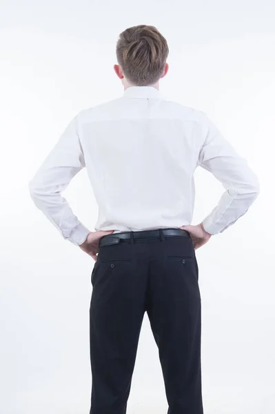 Business man standing and put hand on waist — Stock Photo, Image