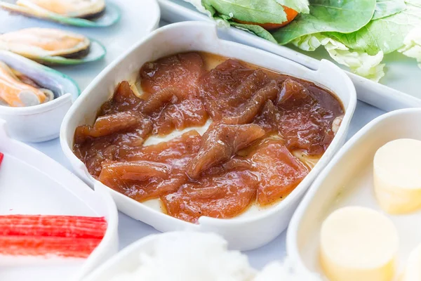 Sliced Pork, set of food suki is japanese food in restaurants — Stock Photo, Image