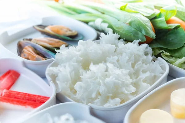 White Shimeji Mushroom Set Food Suki Japanese Food Restaurants Soup — Stock Photo, Image