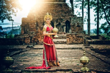 Antik Asyalı kadın giyim traditionnel Tay elbise, Tayland tarzı