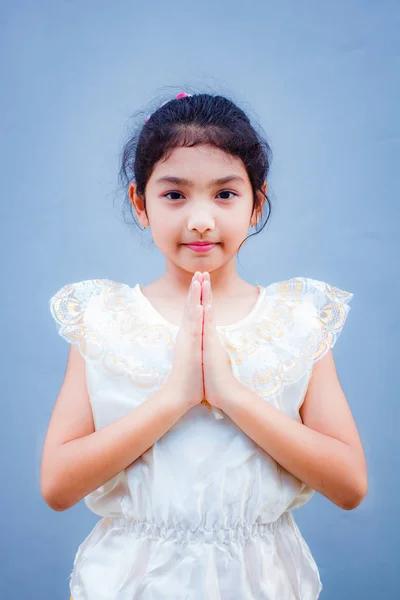 Sweet little girl with thai dress. — Stock Photo, Image