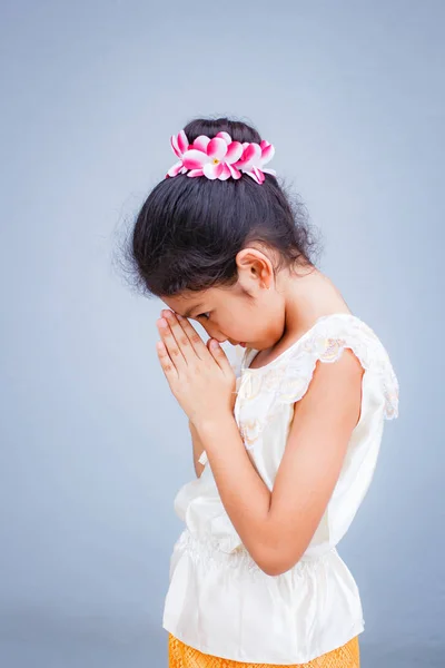 Sweet little girl with thai dress. — Stock Photo, Image