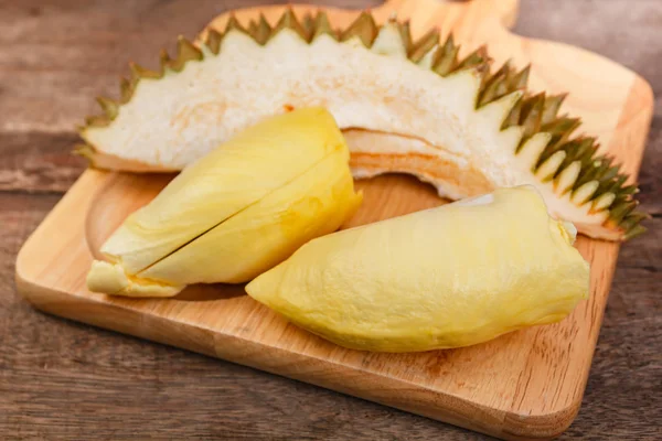 Durian na dřevěné pozadí. Stock Fotografie