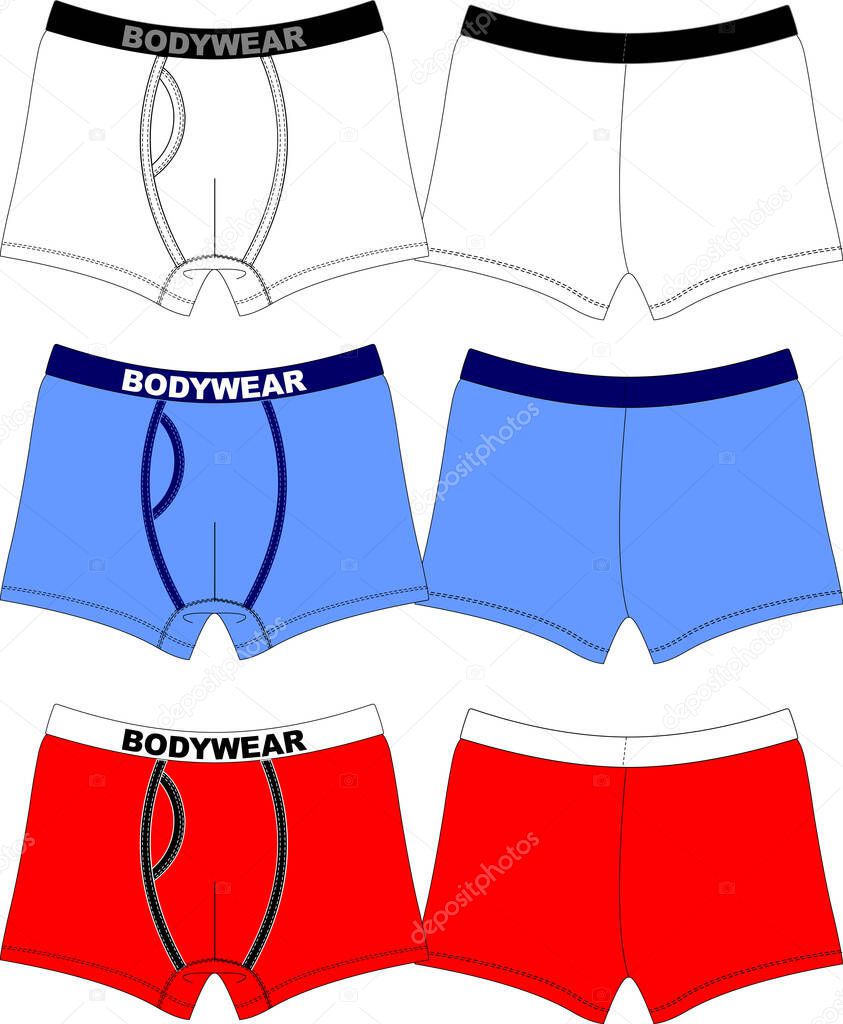 Man boys boxer underpants textile template bodywear
