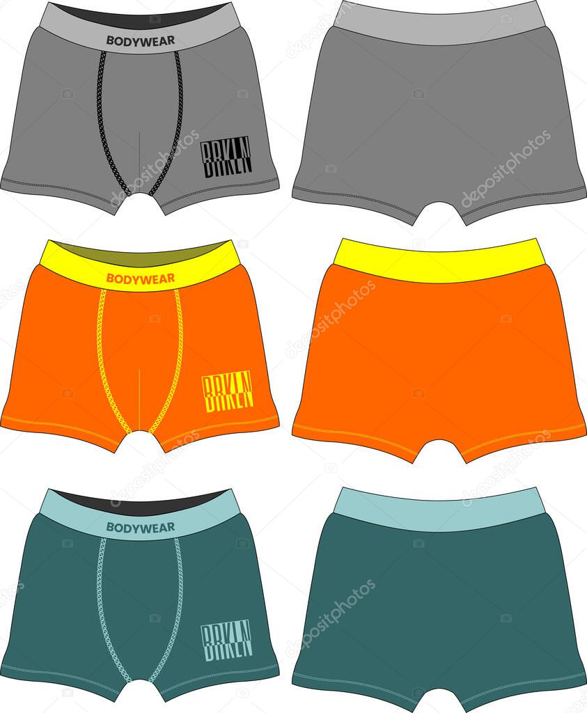 Man boys boxer underpants textile template bodywear