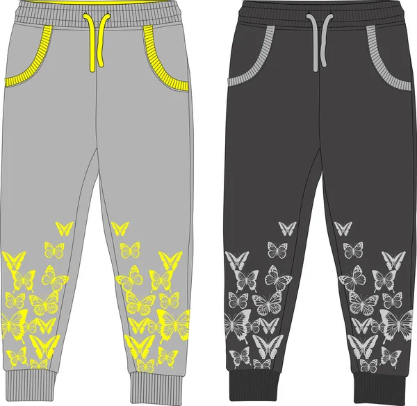 Kız modası spor koşucusu pantolon kelebeği şablonu