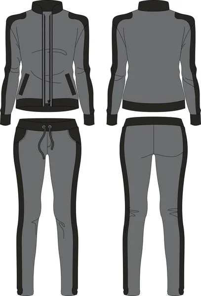 Femme costume de sport capuche ziper dessin modèle de conception — Image vectorielle